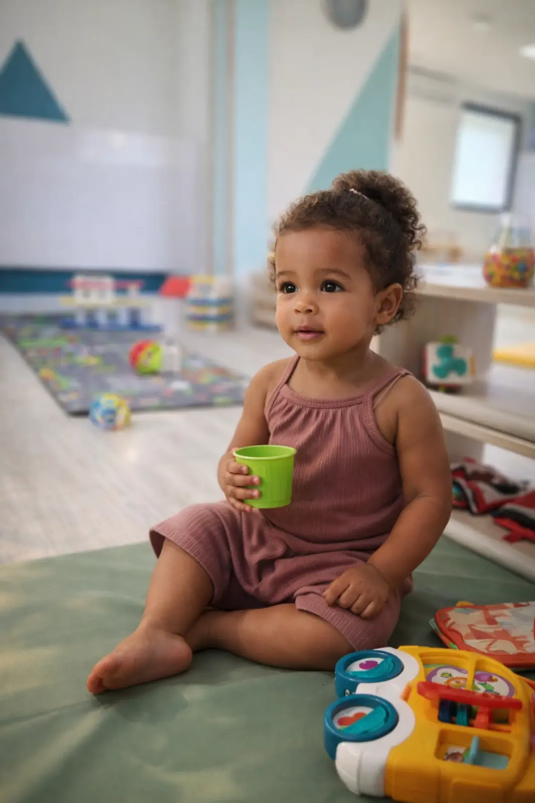 Enfant en pleine motricité libre à la micro-crèche Les P'tits Vikings