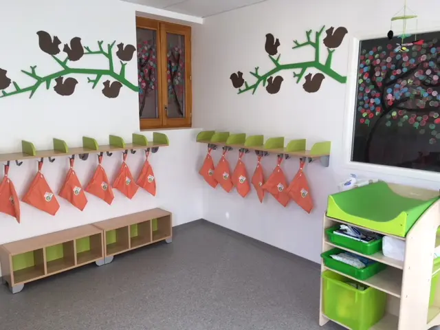 Vestiaires et espace de change de la micro-crèche Les Roudoudous à Arenthon